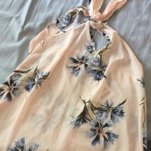 Light pink floral sheer halter top